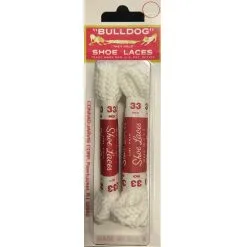 J And M BullDog Shoe Laces (33" White, Braided)