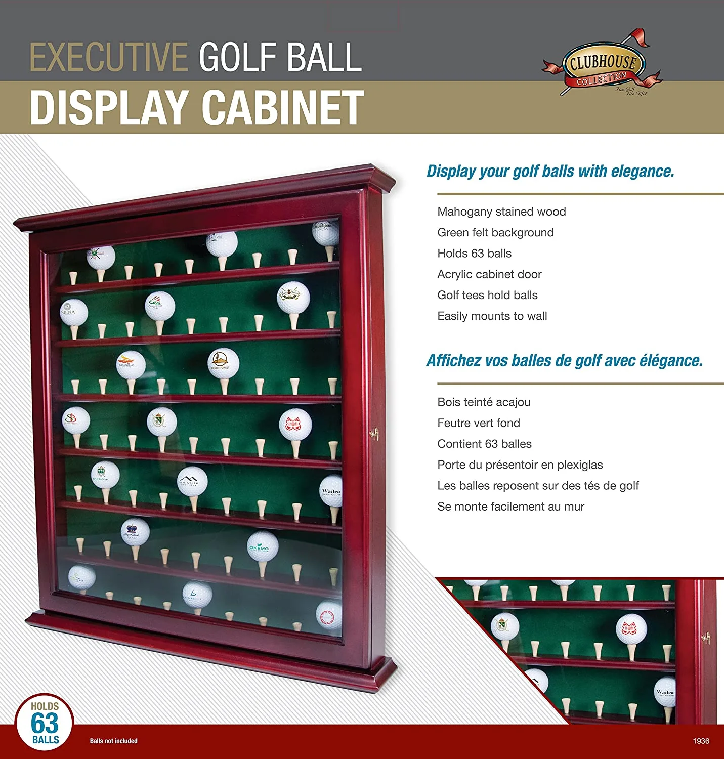 J&M Clubhouse Collection Executive Golf Ball Display Cabinet