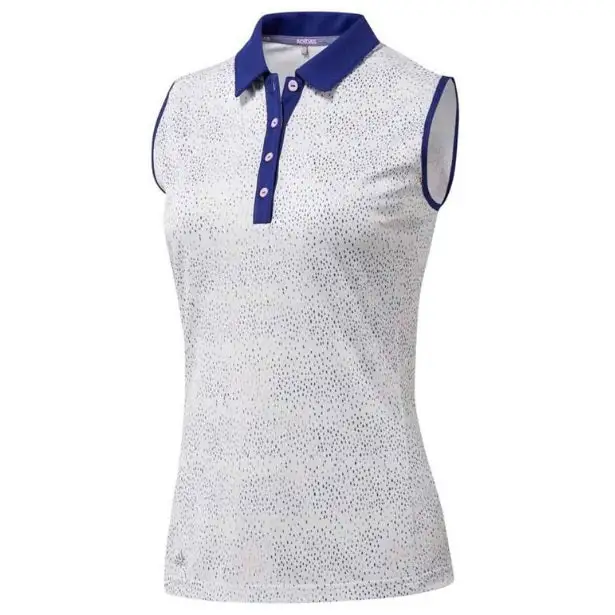 Caddiesshack Golf Store Adidas Womens Dot Print Sleeveless Golf Polo Shirt - Image 2