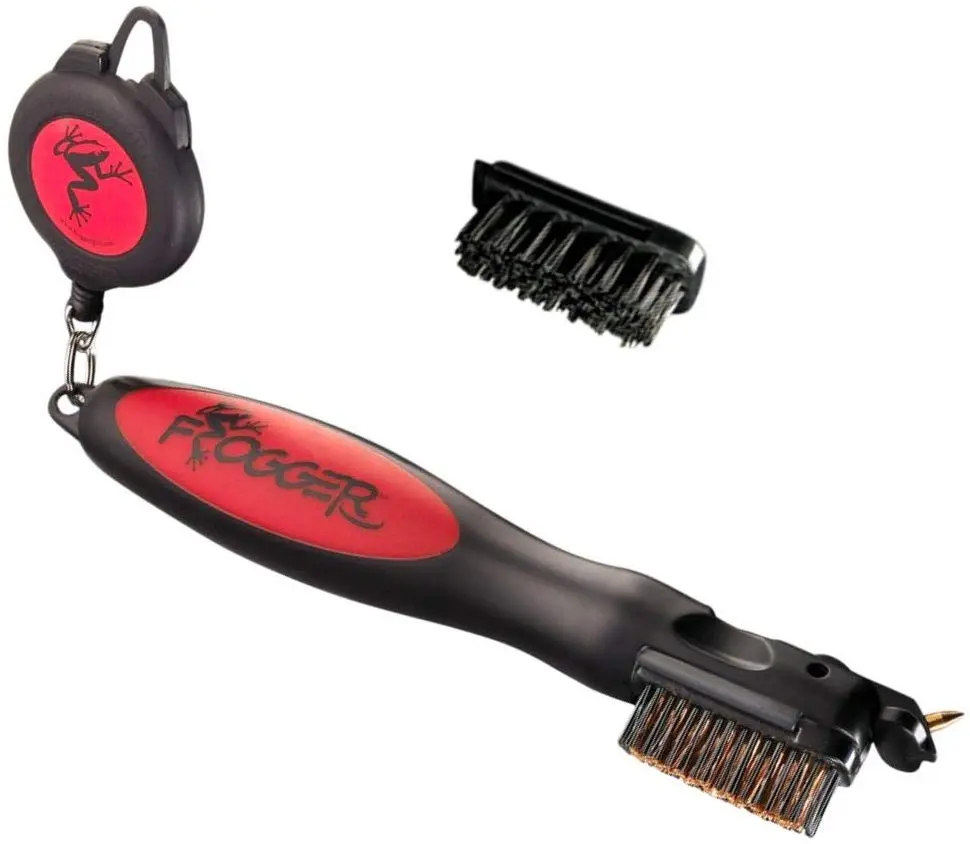 CaddiesShack Frogger Golf BrushPro Retractable Golf Club Brush With Groove Cleaner - Image 2