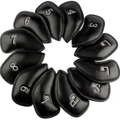 HNM Golf Volf Golf Black Synthetic Leather Iron Covers Set