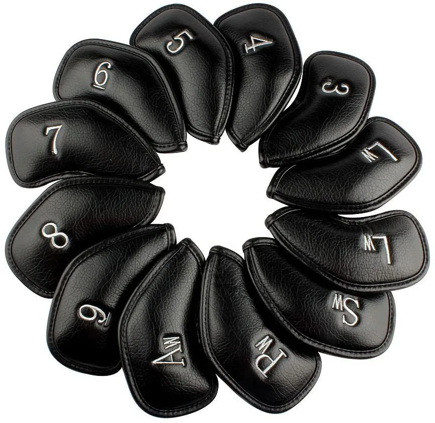 HNM Golf Volf Golf Black Synthetic Leather Iron Covers Set