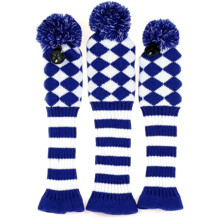 HNM Golf Volf Golf Knit Blue White Diamond Headcover Set