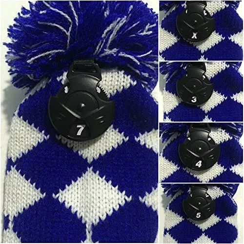HNM Golf Volf Golf Knit Blue White Diamond Headcover Set - Image 5