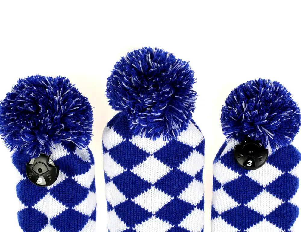 HNM Golf Volf Golf Knit Blue White Diamond Headcover Set - Image 6