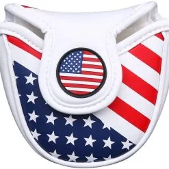 HNM Golf Volf Golf Red White Blue Synthetic Leather USA Mallet Putter Cover